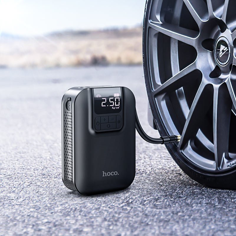 Hoco S53 Portable Smart Air Pump – 10,000mAh Rechargeable Tire Inflator & Car Jump Starter