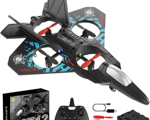 L0712 TAK TAK RC Fighter Jet Drone Toy – 2.4G Remote Control,6-Axis Gyro Stabilization, 360° Stunt Roll, LED Lights, Durable EPP Foam Aircraft