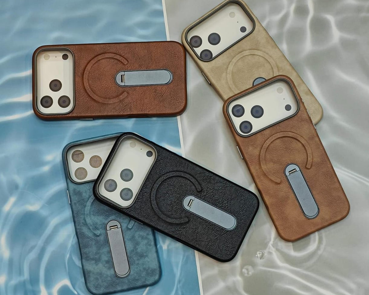 Luxury MagSafe Leather iPhone Case with Kickstand Ring
