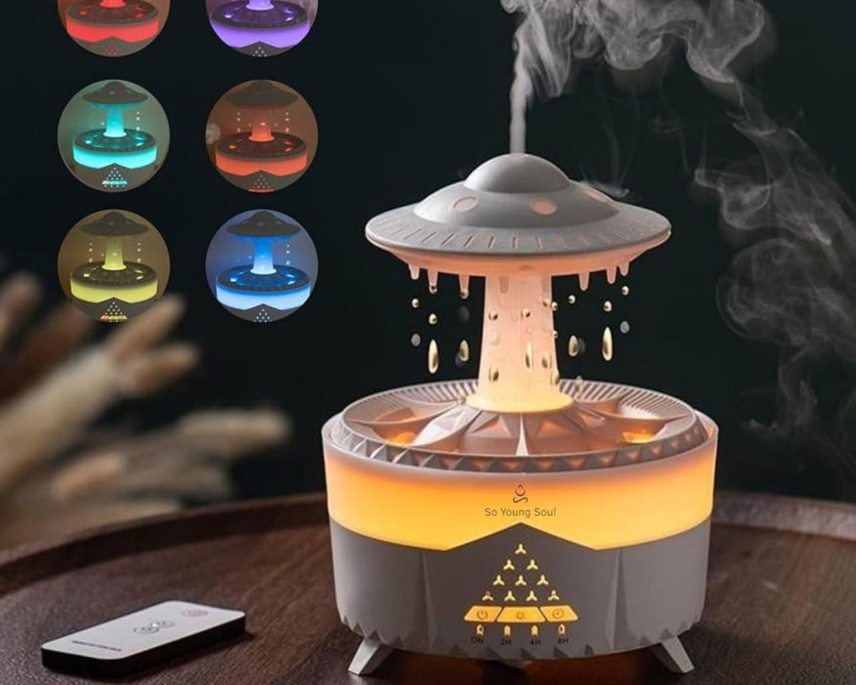 Mushroom Rain Cloud Humidifier with 7-Color LED Lights