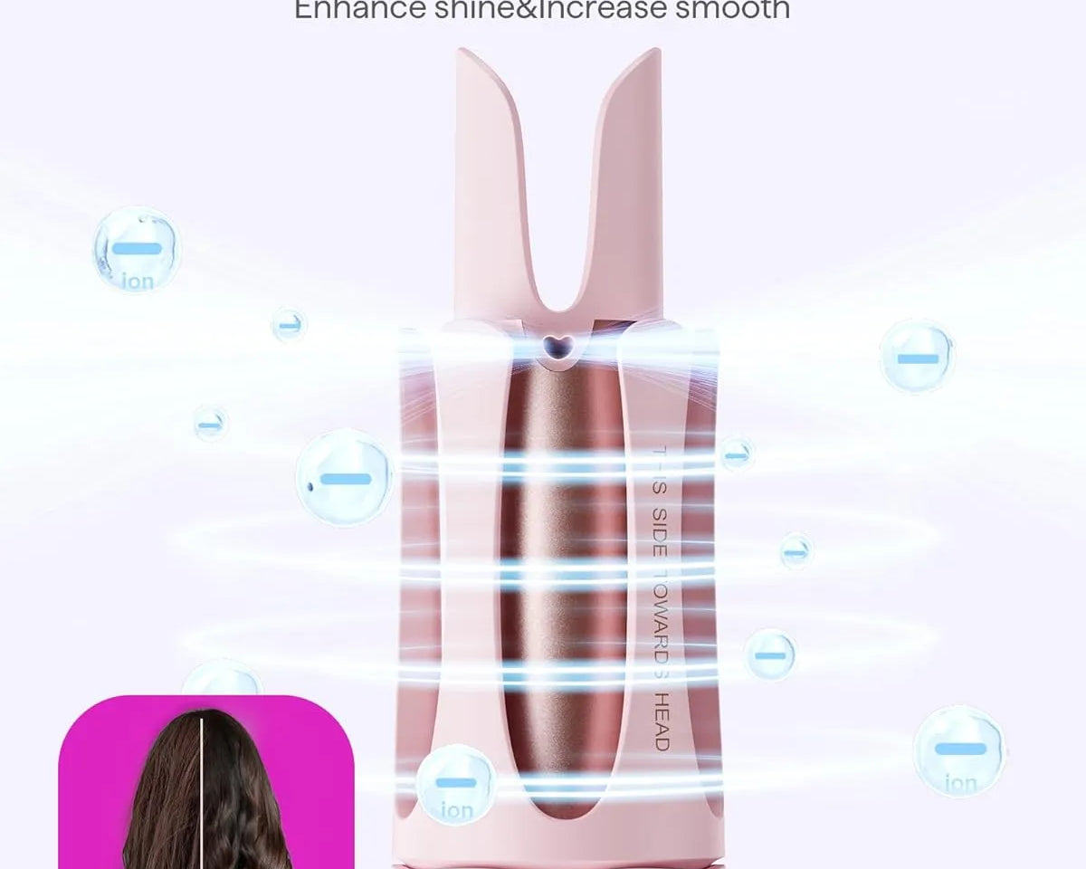 Automatic Curling Iron – One-Click Rotating Hair Curler with Ceramic Barrel, 5 Heat Settings (300℉–410℉) | Anti-Tangle, Anti-Scald & Frizz-Free Styling Tool