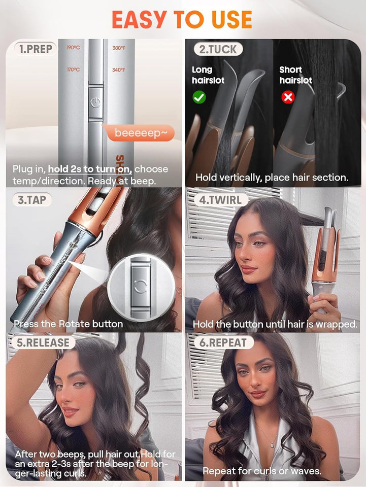 Automatic Curling Iron – Fast Heating One-Button Rotating Hair Curler