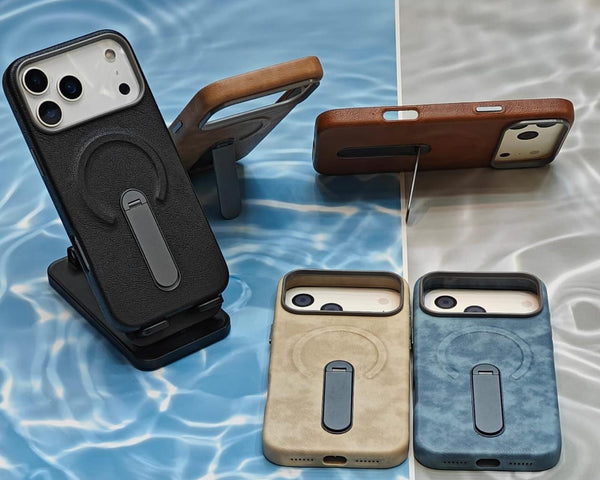 Luxury MagSafe Leather iPhone Case with Kickstand Ring