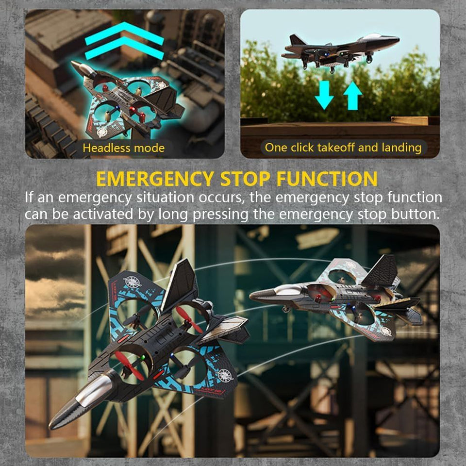 L0712 TAK TAK RC Fighter Jet Drone Toy – 2.4G Remote Control,6-Axis Gyro Stabilization, 360° Stunt Roll, LED Lights, Durable EPP Foam Aircraft