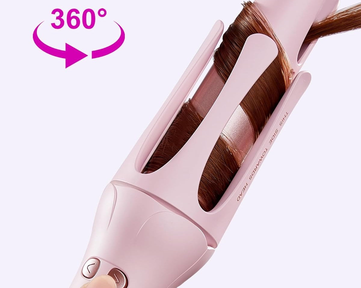 Automatic Curling Iron – One-Click Rotating Hair Curler with Ceramic Barrel, 5 Heat Settings (300℉–410℉) | Anti-Tangle, Anti-Scald & Frizz-Free Styling Tool