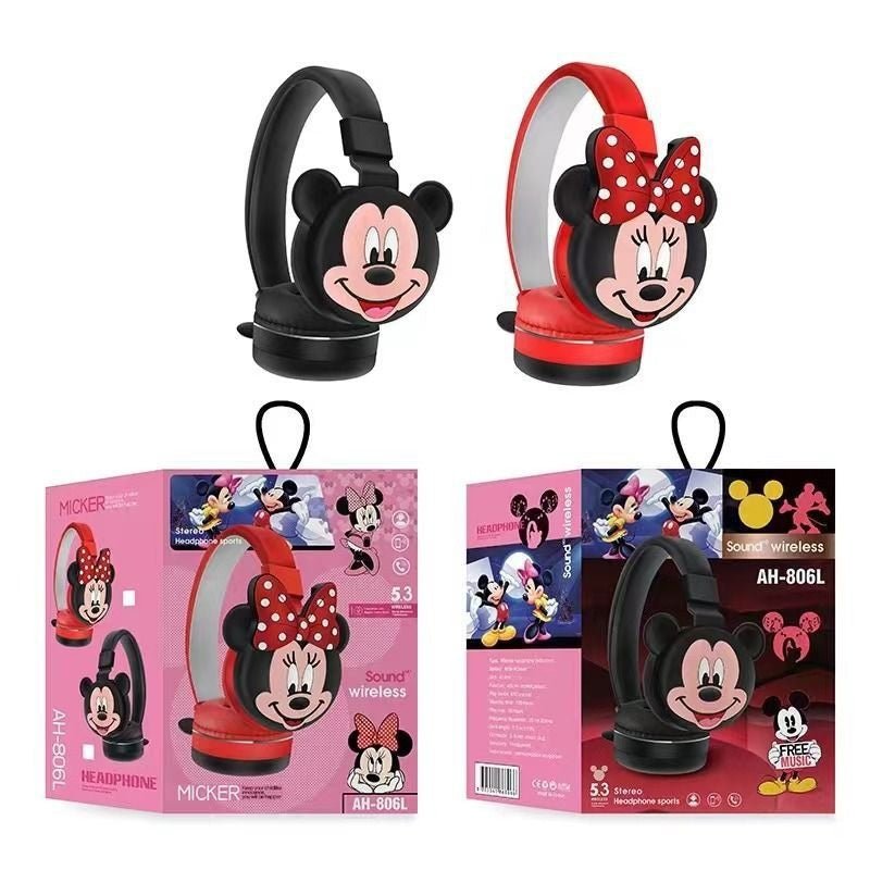 Micker™ Mickey & Minnie Wireless Headphones – Bluetooth 5.3 Kids Headset with 3D Cartoon Design