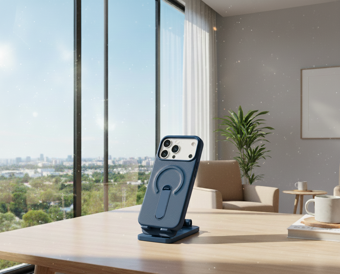 Luxury MagSafe Leather iPhone Case with Kickstand Ring