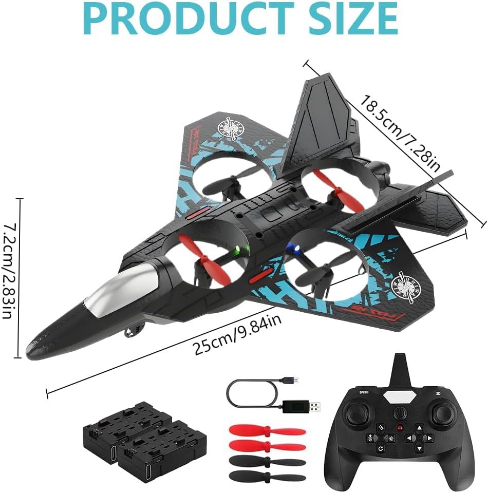 L0712 TAK TAK RC Fighter Jet Drone Toy – 2.4G Remote Control,6-Axis Gyro Stabilization, 360° Stunt Roll, LED Lights, Durable EPP Foam Aircraft