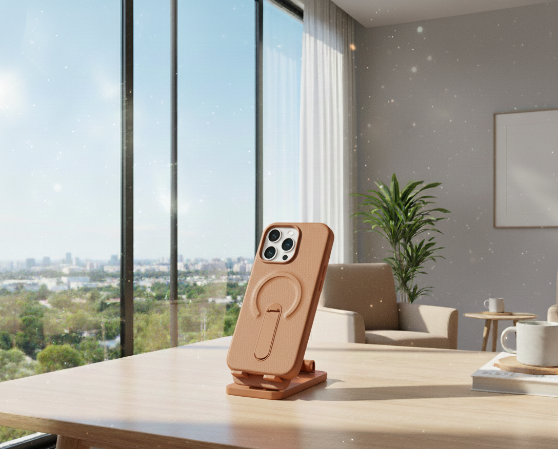 Luxury MagSafe Leather iPhone Case with Kickstand Ring